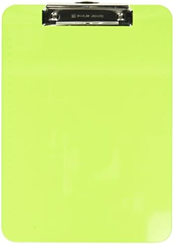 Charles Leonard Transparent Platplateboard com clipe de baixo perfil e gancho para fora, tamanho da letra, verde neon,