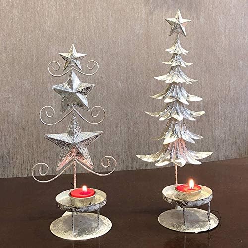 Adorehouhouse Veller Titular Christmas Vintage Iron Candlestick Estrela de Christmas Tree Pattern Navidad 2020 Decoração de mesa