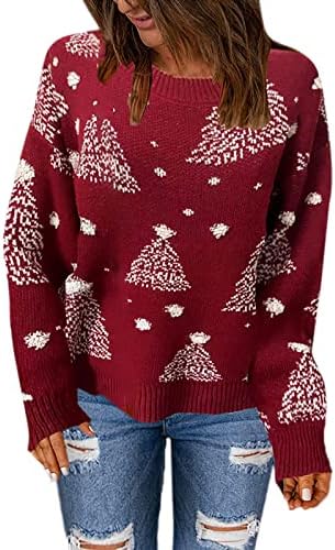 Muduh suéteres para mulheres cortadas moda de tamanho grande redondo pescoço solto chapéu de natal de natal suéter de pulôver
