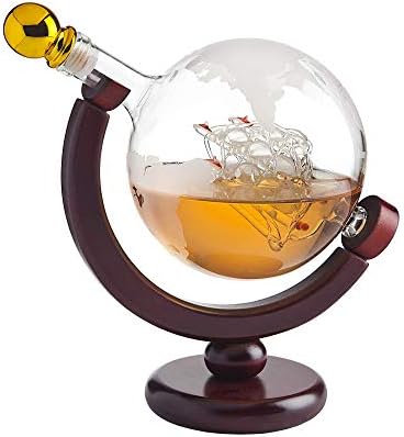 Whisky Decanter Globe - para licor, uísque, bourbon, vodka ou vinho - 850ml