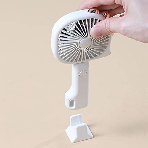 Pequeno ventilador de desktop, ventilador de mão branco de 1200mAh, 3 velocidades de ajuste de ajuste fã de carregamento USB,