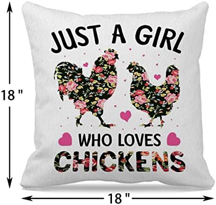 Farm Animal temático 18 ″ × 18 ″ apenas uma garota que adora galinhas engraçadas galinhas de arremesso decorativo de arremesso de almofada para casa Decoração da sala de garotas da sala de estar, amantes de frango Fazenda Girls Mulheres Presentes Presentes
