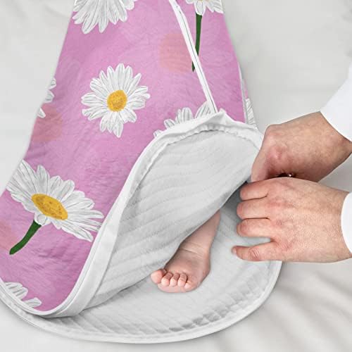 Vvfelixl Sack Sack para bebês recém-nascidos, Flores de camomila Baby vestível cobertor, Swaddle Transition Sleeping para bebês, traje de sono para criança 12-24 meses