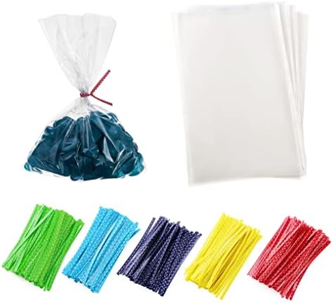 Newkita Clear 6x10 Sacos de celofane - sacos de brindes, bolsas crocantes de arroz pop de arroz com gravatas torcidas de