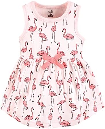 Tocados pela natureza, vestidos de algodão orgânicos, flamingo rosa, 9 a 12 meses