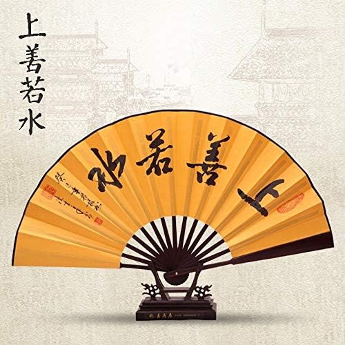 Ventilador dobrável do lyzgf, ventilador de mão dobrável vintage chinês de caligrafia ventilador de seda de seda com molduras de bambu