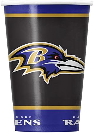 Duck House Sports NFL Baltimore Ravens Copos de papel descartáveis, pacote de 20