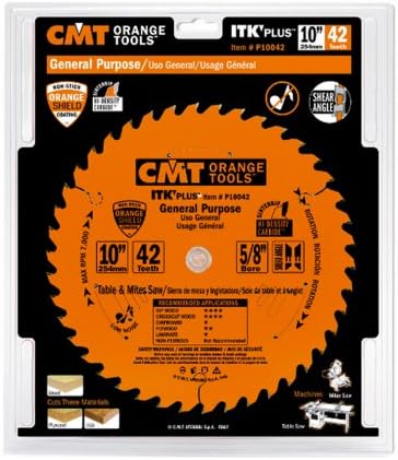 CMT P12072S ITK Plus Finish Finish Sliding SAW Blade, 12 x 72 dentes, 10 ° ATB+cisalhamento com furo de 1 polegada