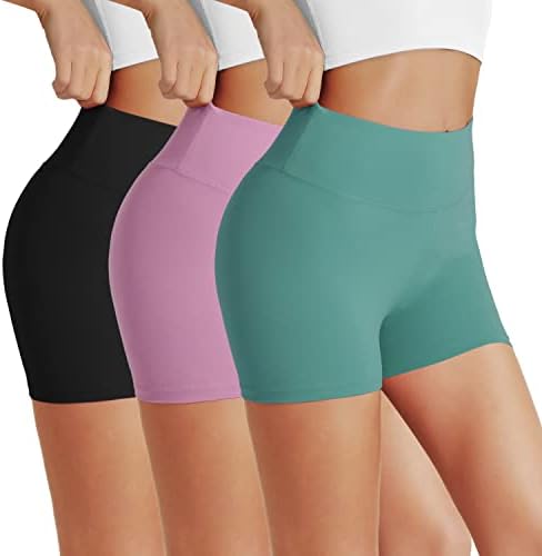 Valandy 3 Pack Biker shorts para mulheres - 5 de cintura alta shorts de treino de spandex para ioga de verão Athletic