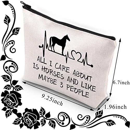 Bolsa de maquiagem de cavalo bdpwss para mulheres meninas cowgirls bag de cavalo de cavalo de cavalo, amante de cavalo, tudo
