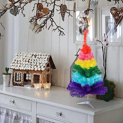 Mini árvore de Natal de 24 /60cm, 2ft Creative Rainbow Mini Árvore de Natal Artificial, Decoração Perfeita de Xmas para Escola de Office
