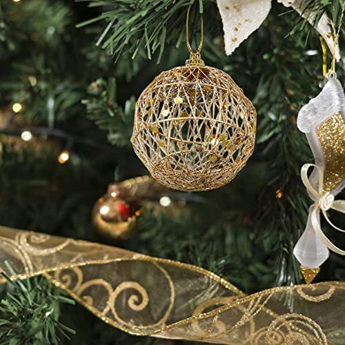 Decorações de Natal Árvore de Natal Pingentes Bolas de Natal de Ouro com Escalas Garland de Cristal de Vidro para