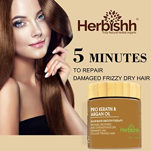 Herbishh Combo Hair Color Shampoo para cabelos grisalhos marrom escuro 500 ml + máscara de cabelo argan para condicionamento