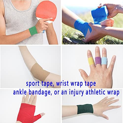 [12 pacote-1 x5yards] Mingyue Bandragem Auto-adesiva, fita atlética, fita esportiva, pulso e fita de tornozelo, bandagem coesa para fita veterinária