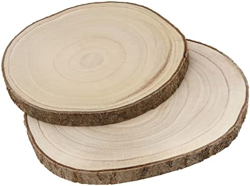 Keileoho 6 peças 10-12 polegadas de madeira, fatias naturais de madeira redonda, fatias de árvore de círculo de madeira inacabadas
