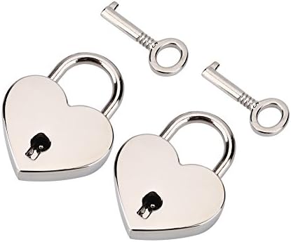2pcs Silver Heart Lock com chave de cardápio de coração pequeno estilo antigo estilo antigo para a caixa de jóias Livro do dia dos namorados presente
