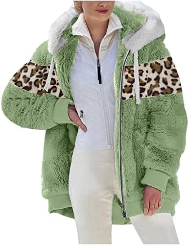 Pxloco Women Winter Sherpa Casaco Sherpa, manga comprida Zip lapela lã Fuzzy Warm Front Front Cardigan Outerwear com bolsos
