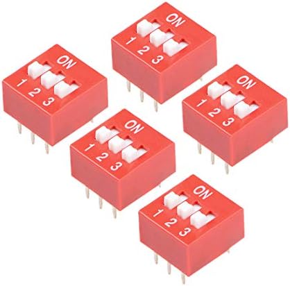 UXCELL 5 PCS Red Dip Switch 1 2 3 Posições 2,54mm Pitch para placas de pão de circuito PCB
