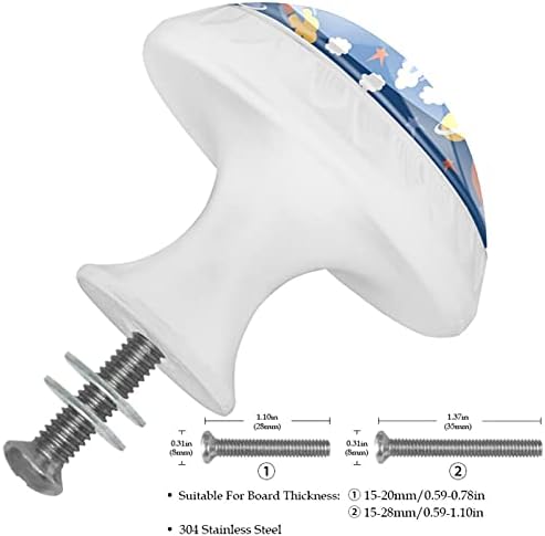 Maçaneta de gaveta de cerveja botões de foguete fofinhos para berçário de berçário botões de cômodos redondos de botões decorativos 4pcs 1.38 × 1.10in