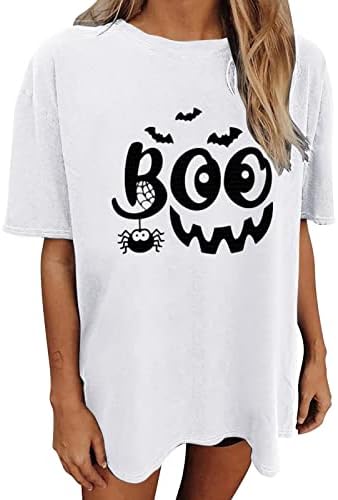 Camisas gráficas engraçadas para mulheres Halloween Manga curta T-shirts Holiday T-shirts casuais tops longos de túnica