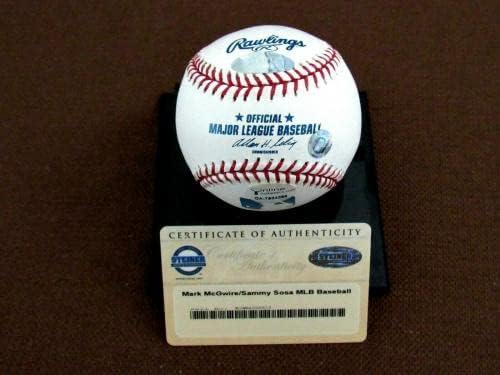 Sammy Sosa Mark McGwire 1998 Home Run Race assinado Auto OML Baseball Steiner MLB - Bolalls autografados