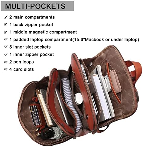 Bolsas de couro Westbronco e pacotes de bolsas com couro genuíno de couro de 15,6 polegadas