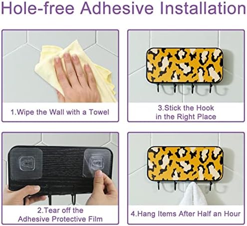 Ganchos adesivos ganchos de parede pesados ​​para pendurar, padrão de leopardo abstrato, ganchos de toalha de banheiro ganchos de cozinha