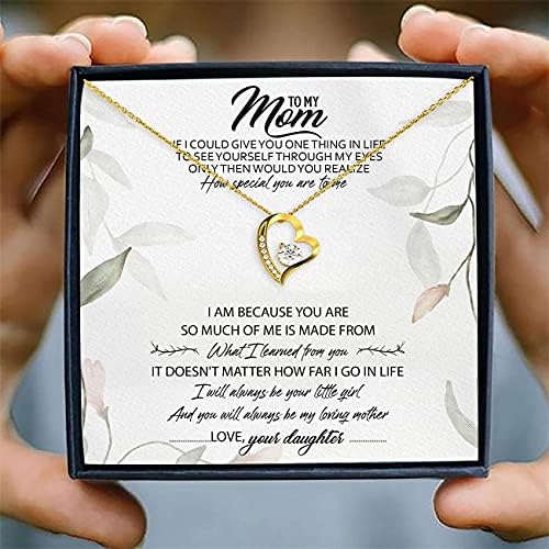 Jóias de cartão de mensagem, colar artesanal - colar da mãe - filha para mamãe Card Card - Forever Love Colar - Jóias para Mom Presentes BT84