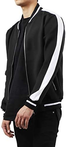 Chapéu e além masculino bombardeiro alongamento de botão de manga Acentos Full Zip Slim Fit Track Jacket