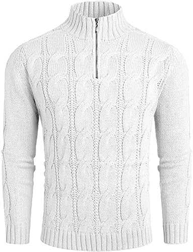 Ymosrh Mens Sweater Winter Turtleneck de manga comprida Sweater Sweater Mock Neck Zipper Tops Sweater Sweater para homens