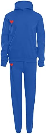 Valentine's Tracksuit 2pc Conjunto feminino moletons moletons esportes de moletom de paixão casual com manga longa Sorto de manga