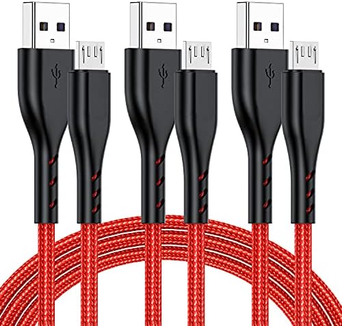 Micro USB Cable trançado 3 pés e cabos de carregamento Android Cabo de carregador de telefone rápido com nylon trançado compatível