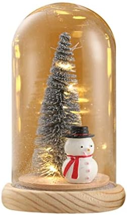 Bolas de ornamentos de vidro mini decorações de árvore de Natal em miniatura de árvore de Natal em cúpula de vidro com luzes LED para