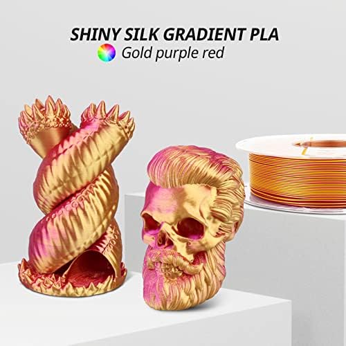 Filamento da impressora 3D de seda de seda amolen, cor de dupla cor 1,75 mm PLA PLA GRADIIO DE FILamento de cor brilhante