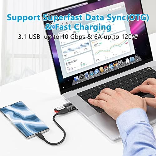 Creforkial USB C a USB Adaptador 10Gbps 3 Pacote Tipo C para USB 3.1 Suporte de dados Super -Sast Sync & Fast Charging USB C
