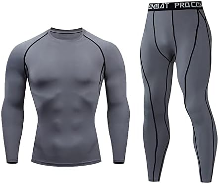 Conjuntos de roupas íntimas térmicas secas e secas masculinas, compressão da camada base ajuste as calças -calças de leggings