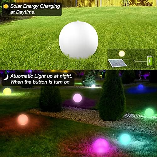 Luzes flutuantes da piscina - 4pcs 14 '' Luzes de piscina solar para piscinas acima do solo com orb de bola LED remota e inflável à