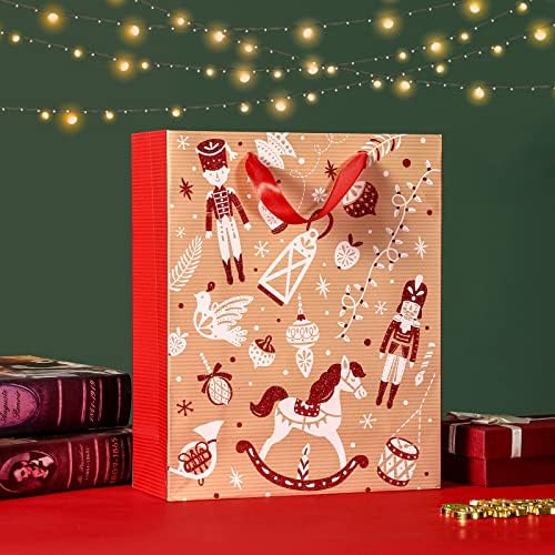 Sacos de presente de Natal de Starrilly, sacos de embrulho de 12 pack de tamanho médio, sacos de presente de 12,6 polegadas, designs