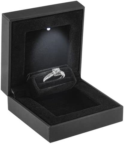 Allure - Caixa de anel fino com luz LED, gabinete de anel de diamante elegante e elegante, pequeno anel de diamante,