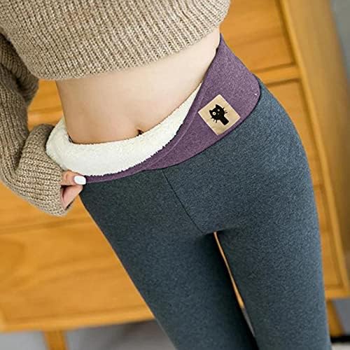 As perneiras alinhadas de lã mais alinhadas para mulheres de grossa calça térmica de ioga sólida controle de barriga sólida