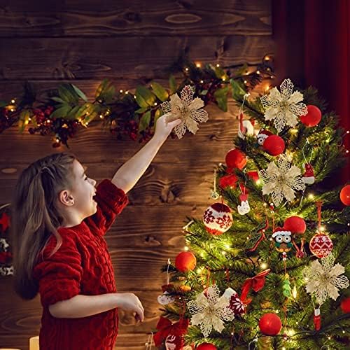 Presentes de Natal Besportble 10pcs Xmas Gold Powlow Hollow Out Flor Christmas Wreath Acessório Decorativo