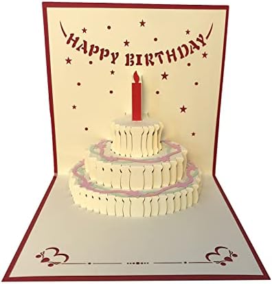 Cartões de aniversário pop -up 3D, cartões de bolo de aniversário feliz aniversário cartões de felicitações para família, filhos,
