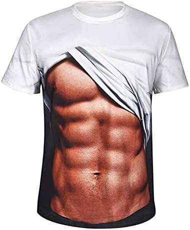 Camisa muscular falsa para homens magros em gola redonda de manga curta roupas de manga curta