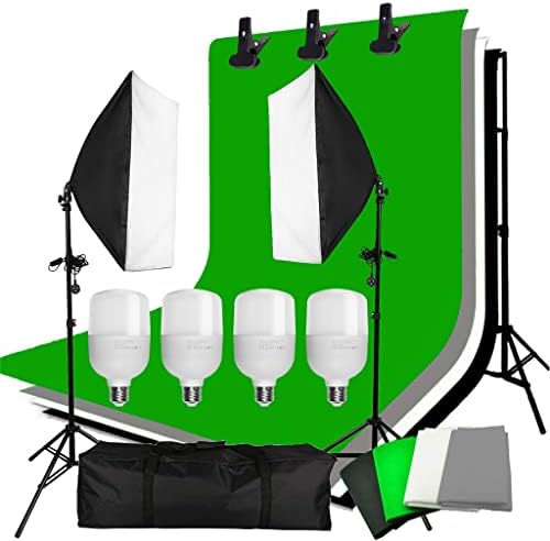 Lukeo 4pcs 25W LED Photo Studio Softbox Soft Box Lighting Backdrop 2x2m Suporte de suporte de fundo Kit para filmagem de vídeo