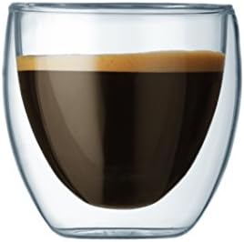 Caneca de café Bodum Bistro, 10 onças, vidro transparente e pavina, vidro isolado de parede dupla, clara, 2,5 onças, 0,08 litro