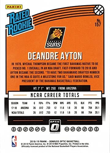 2018-19 Panini Donruss Optic Basketball 157 DeAndre Ayton Rookie Card - Ratade Rated Rookie