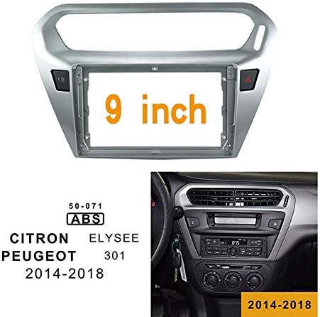 Painel de rádio de carro de 9 polegadas para Peugeot 301 2014-2018 quadro de traço estéreo