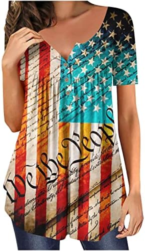 Lcepcy American Flag Shirt Women Hide Bloups estômago 2023 Camisetas de manga curta de verão t Camisetas fofas henley para leggings