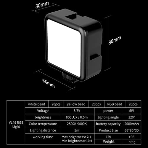Houkai RGB Full Color LED Video Light 2500K-9000K 800LUX Mini Fill Light Extend 3 Sapato frio 2000mAh Porta