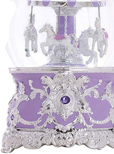 Lkyboa Modern Music Box - Crystal Ball Decoration, Caixa de joias de carrossel para carrossel infantil, roxo